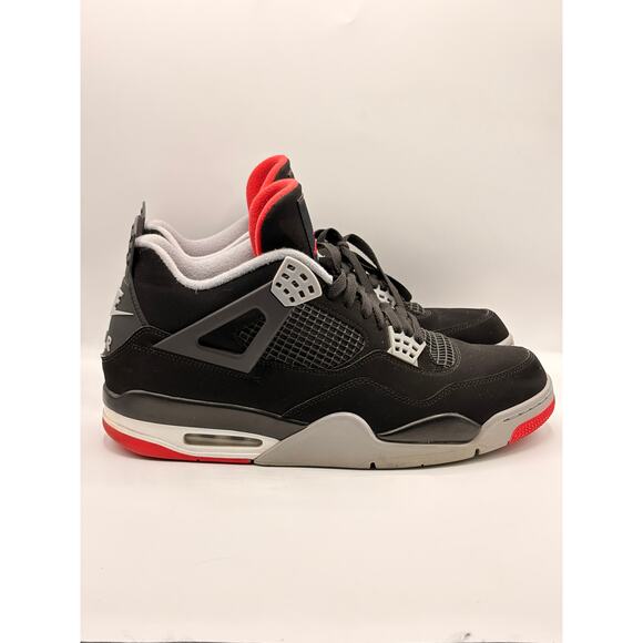 NIKE Air Jordan 4 Retro Bred Sneakers Black/Fire Red Cement Sz 12 308497-060 main image 4